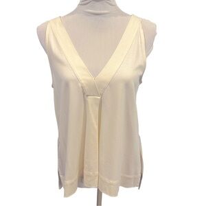 Madewell‎ Night Out Tank -Cream V-Neck Sleeveless Pleated Design